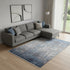 8' X 11' Blue Gray And Silver Abstract Power Loom Distressed Area Rug With Fringe