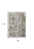 8' X 11' Green Gray And Ivory Abstract Area Rug With Fringe
