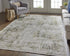 8' X 11' Green Gray And Ivory Abstract Area Rug With Fringe