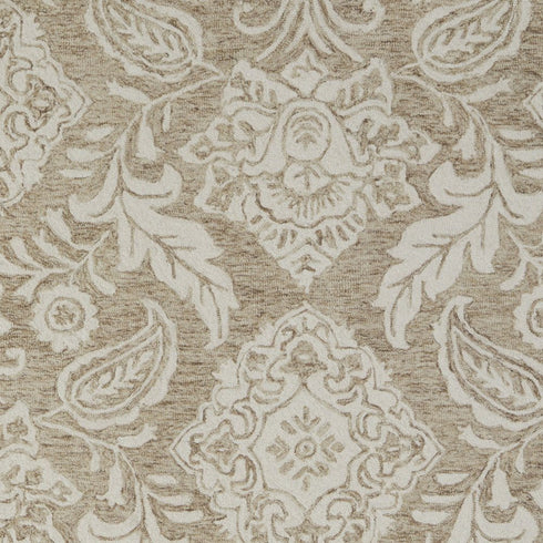 9' X 12' Tan And Ivory Wool Paisley Tufted Handmade Stain Resistant Area Rug