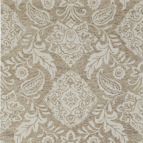 9' X 12' Tan And Ivory Wool Paisley Tufted Handmade Stain Resistant Area Rug