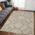 9' X 12' Tan And Ivory Wool Paisley Tufted Handmade Stain Resistant Area Rug