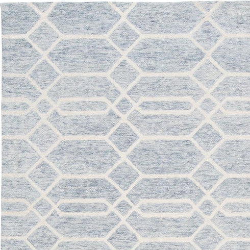 8' X 10' Blue and Ivory Wool Geometric Hand Tufted Area Rug
