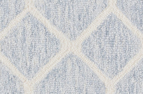 8' X 10' Blue and Ivory Wool Geometric Hand Tufted Area Rug