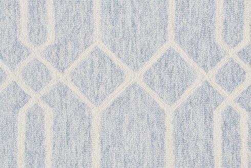 8' X 10' Blue and Ivory Wool Geometric Hand Tufted Area Rug