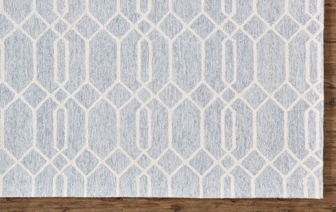 8' X 10' Blue and Ivory Wool Geometric Hand Tufted Area Rug