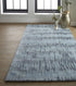 5' X 8' Blue Green And Gray Abstract Tufted Handmade Area Rug
