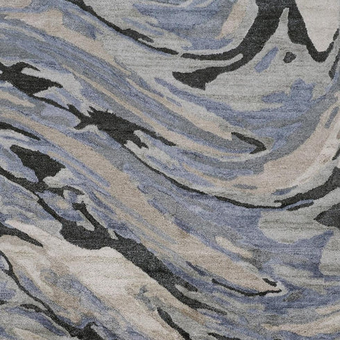 5' X 8' Blue Gray And Taupe Abstract Tufted Handmade Area Rug