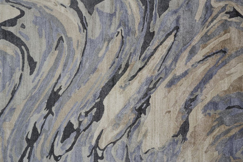 5' X 8' Blue Gray And Taupe Abstract Tufted Handmade Area Rug