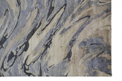 5' X 8' Blue Gray And Taupe Abstract Tufted Handmade Area Rug