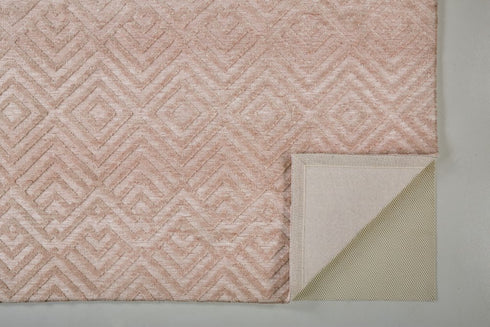 8' X 10' Pink And Ivory Geometric Stain Resistant Area Rug
