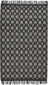 8' X 10' Black And Ivory Wool Geometric Hand Woven Area Rug With Fringe