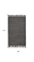 8' X 10' Tan and Ivory Wool Geometric Hand Woven Area Rug With Fringe