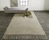 8' X 10' Tan and Ivory Wool Geometric Hand Woven Area Rug With Fringe