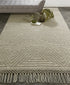 8' X 10' Tan and Ivory Wool Geometric Hand Woven Area Rug With Fringe