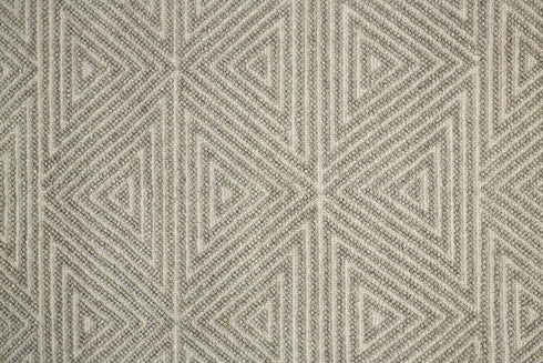 8' X 10' Tan and Ivory Wool Geometric Hand Woven Area Rug With Fringe