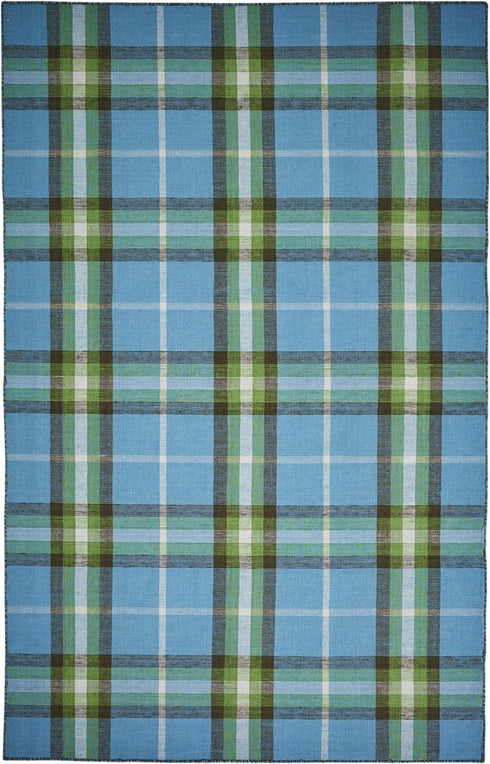8' X 10' Blue and Green Abstract Hand Woven Area Rug
