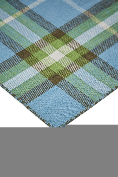 8' X 10' Blue and Green Abstract Hand Woven Area Rug