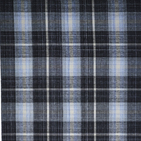 8' X 10' Black Blue And White Abstract Hand Woven Stain Resistant Area Rug
