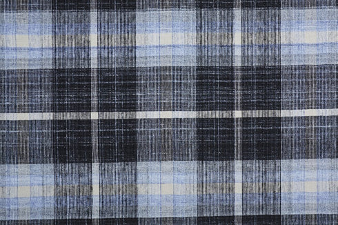 8' X 10' Black Blue And White Abstract Hand Woven Stain Resistant Area Rug