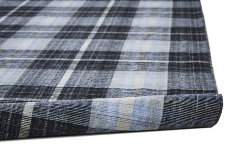 8' X 10' Black Blue And White Abstract Hand Woven Stain Resistant Area Rug