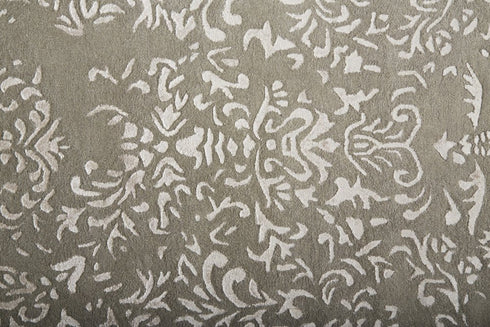 9' X 12' Gray Taupe And Silver Wool Floral Tufted Handmade Distressed Area Rug