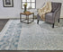 8' X 10' Ivory Blue And Gray Geometric Hand Knotted Area Rug