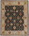 5' X 8' Black And Gold Wool Oriental Hand Knotted Area Rug With Fringe