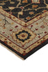 5' X 8' Black And Gold Wool Oriental Hand Knotted Area Rug With Fringe