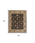 5' X 8' Black And Gold Wool Oriental Hand Knotted Area Rug With Fringe