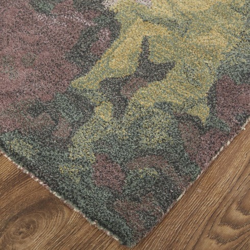 9' X 12' Green and Black Wool Abstract Shag Hand Tufted Area Rug