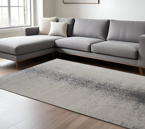 8' X 10' Gray and Ivory Abstract Power Loom Non Skid Area Rug