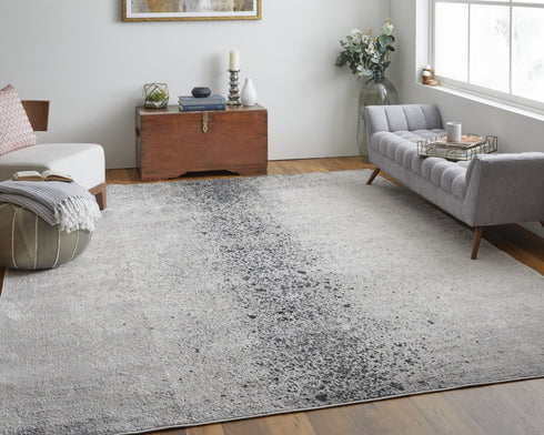 8' X 10' Gray and Ivory Abstract Power Loom Non Skid Area Rug