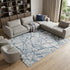 8' X 10' Blue Gray And Ivory Abstract Distressed Stain Resistant Area Rug