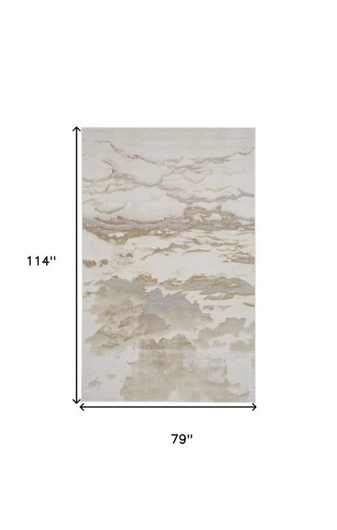 8' X 10' Brown And Ivory Abstract Area Rug