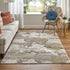 9' X 12' Ivory Brown And Gray Abstract Area Rug