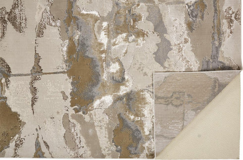 9' X 12' Ivory Brown And Gray Abstract Area Rug