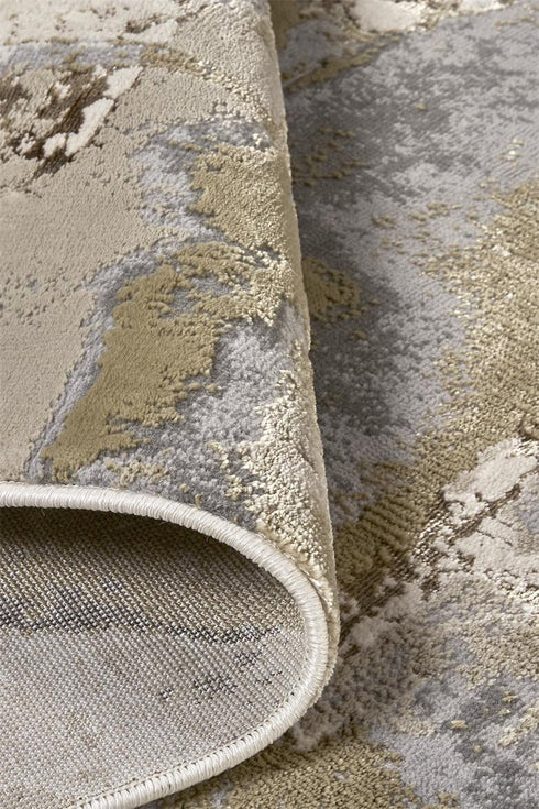 9' X 12' Ivory Brown And Gray Abstract Area Rug