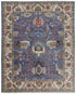 5' X 8' Blue And Red Wool Floral Hand Knotted Stain Resistant Area Rug