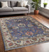 5' X 8' Blue And Red Wool Floral Hand Knotted Stain Resistant Area Rug