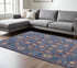 8' X 10' Blue And Red Wool Floral Hand Knotted Stain Resistant Area Rug