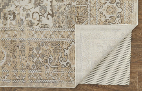8' X 10' Brown And Ivory Medallion Distressed Area Rug