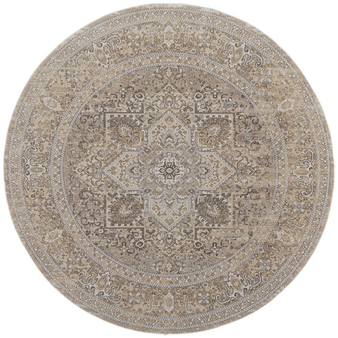 8' X 10' Brown And Ivory Medallion Distressed Area Rug