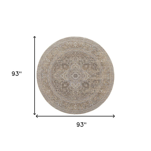 8' X 10' Brown And Ivory Medallion Distressed Area Rug