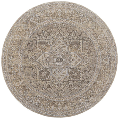 8' X 10' Brown And Ivory Medallion Distressed Area Rug