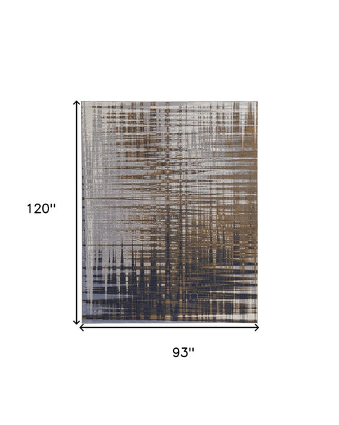 9' X 12' Blue Orange And Gray Abstract Area Rug