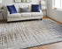 9' X 12' Blue Orange And Gray Abstract Area Rug