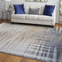 9' X 12' Blue Orange And Gray Abstract Area Rug