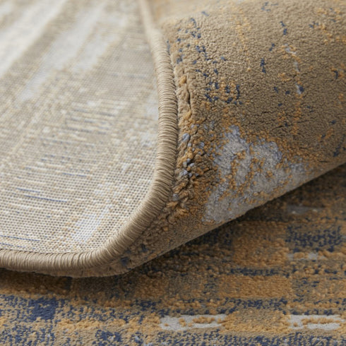 9' X 12' Blue Orange And Gray Abstract Area Rug