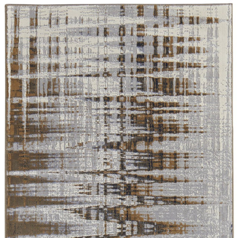 9' X 12' Blue Orange And Gray Abstract Area Rug